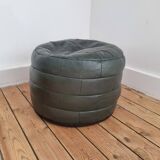 Pouf cuir vert bouteille