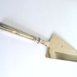 Vintage pie shovel in silver metal and stainless steel blade - Contour net decoration