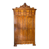 Antique Louis-Philippe style walnut veneer wardrobe – 2 doors