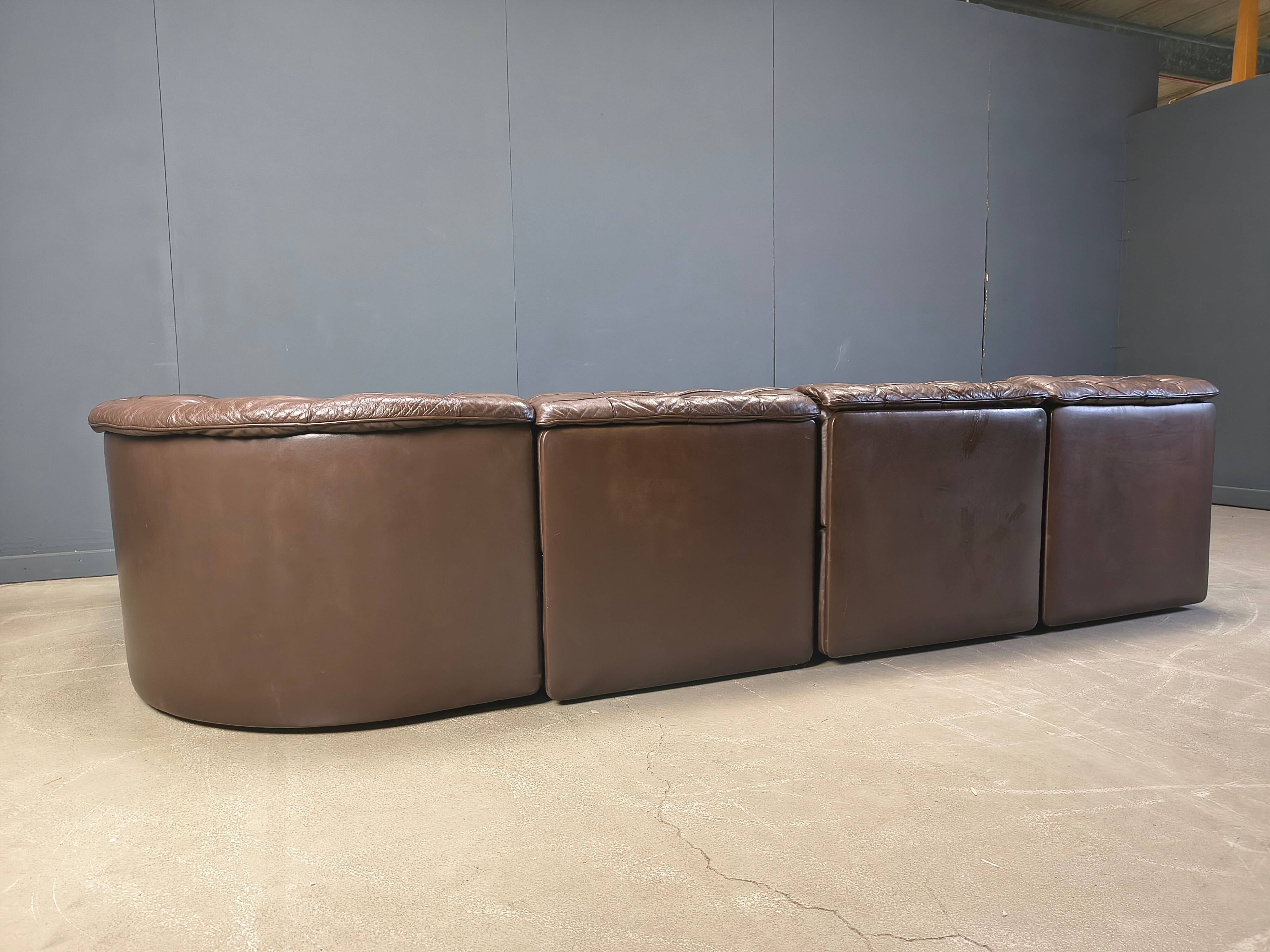 Vintage modular patchwork leather sofa DS11 by Desede, 1960s