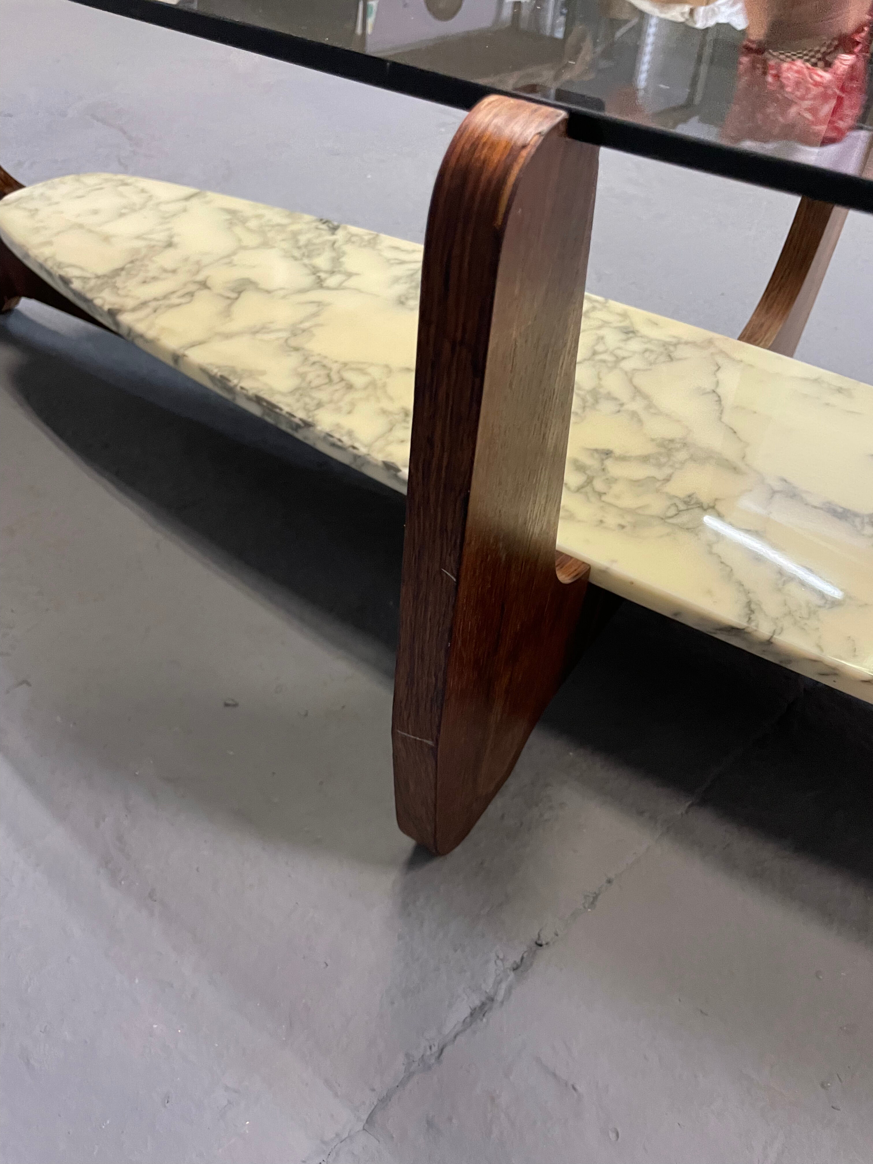 Coffee table wood and marble Hugues Poignant