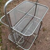 Vintage iron and smoked glass serving trolley
