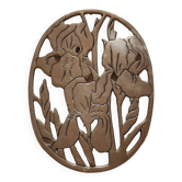 Dessous de plat ou plaque murale laiton iris art nouveau