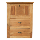 Buffet commode ancien meuble de métier en noyer clair massif