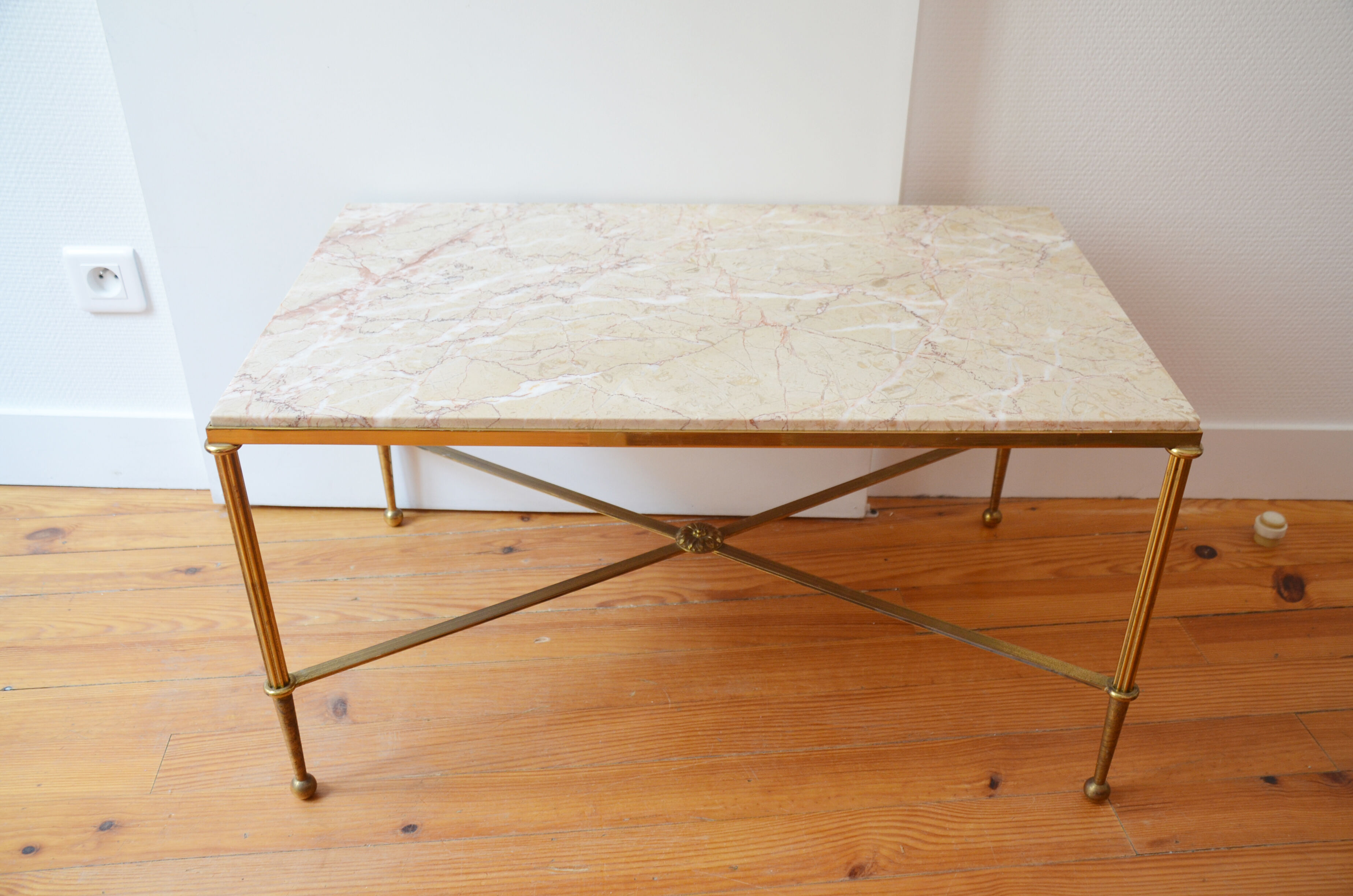 Marble and brass coffee table 60s