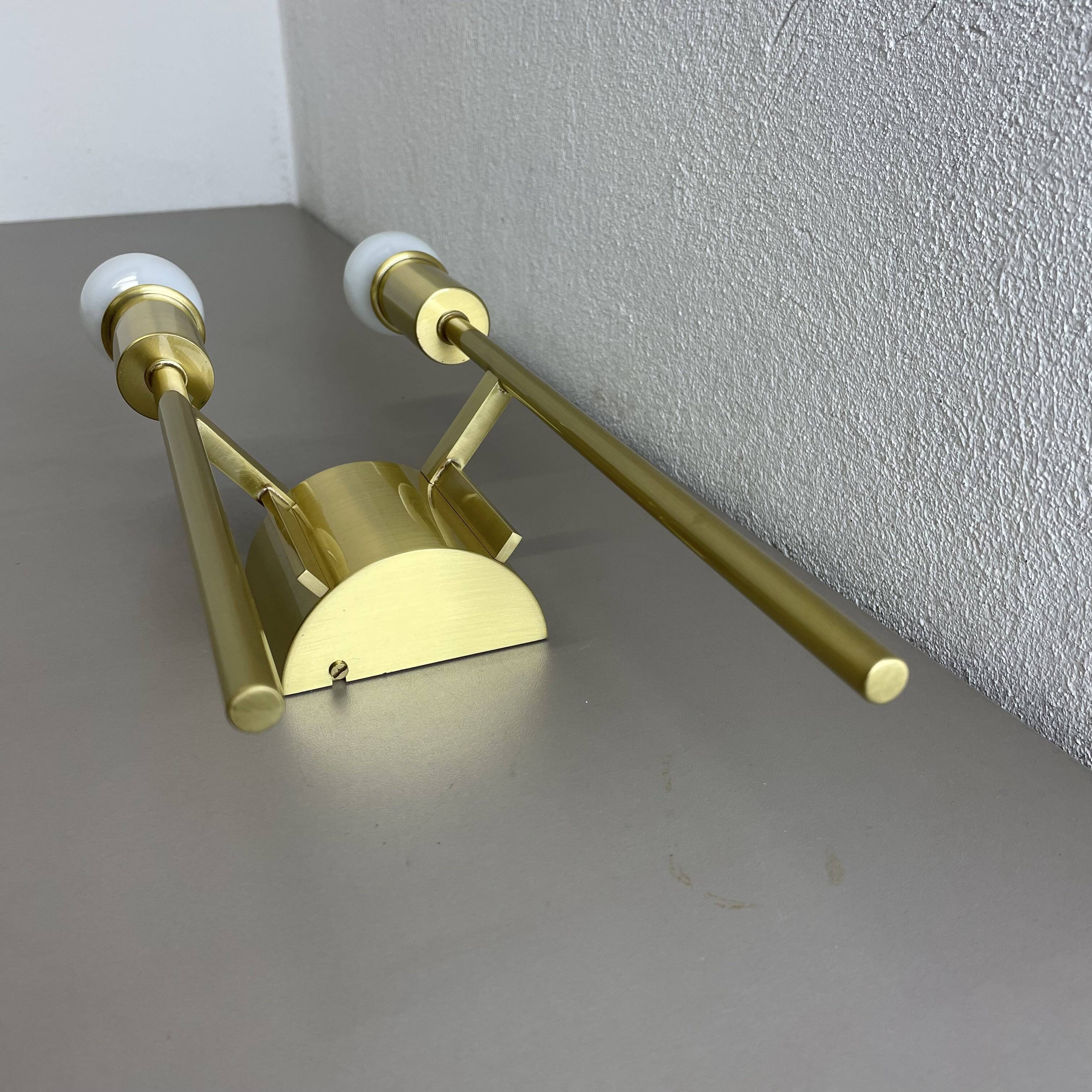 Set of 2 brass italian stilnovo style theatre wall light sconces, italy, 1970s