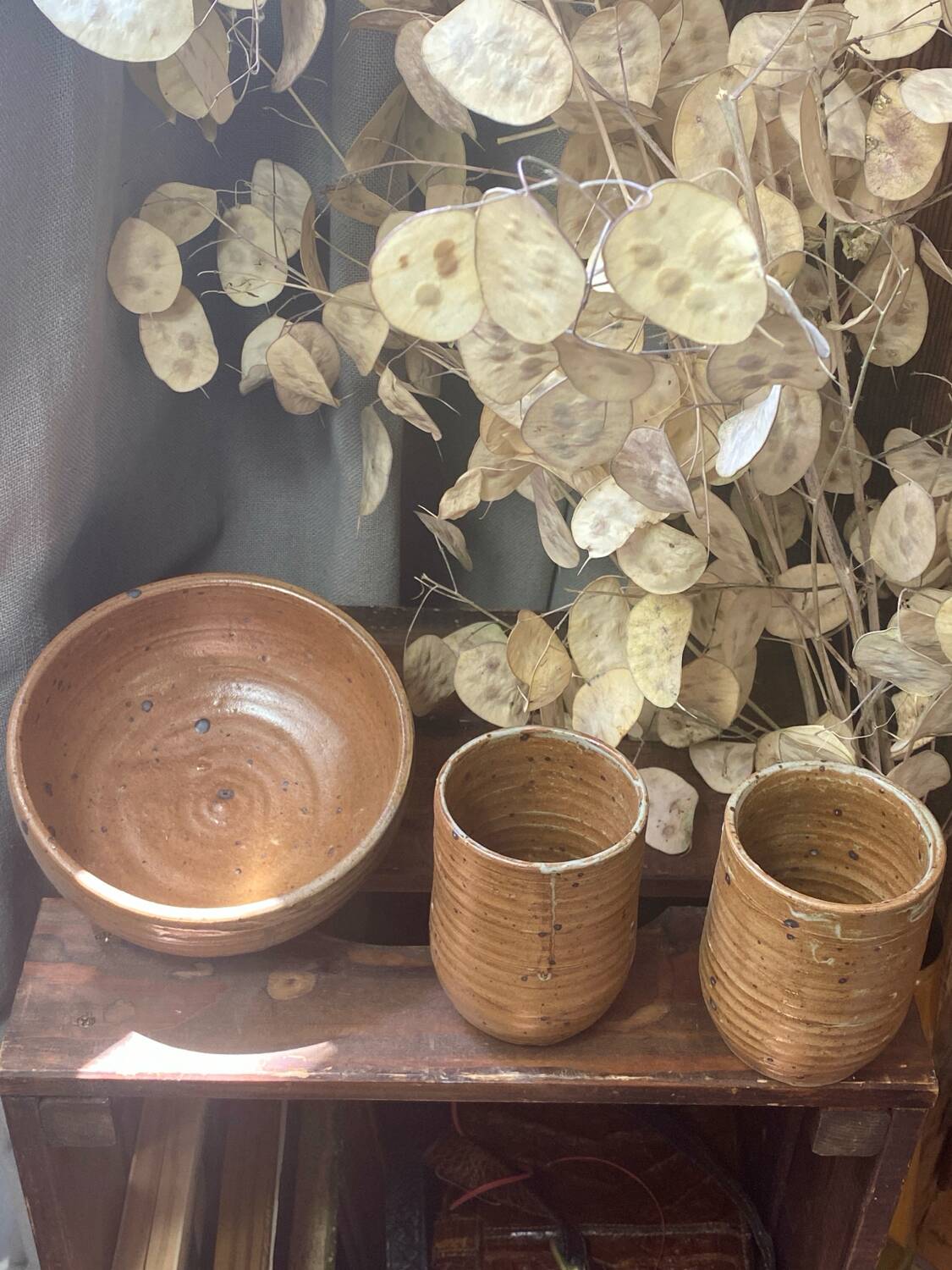 Vallauris Pyrite Stoneware Bowl and Mugs