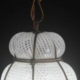 Amazing large Venetian lantern in Murano reticello glass, 1940s