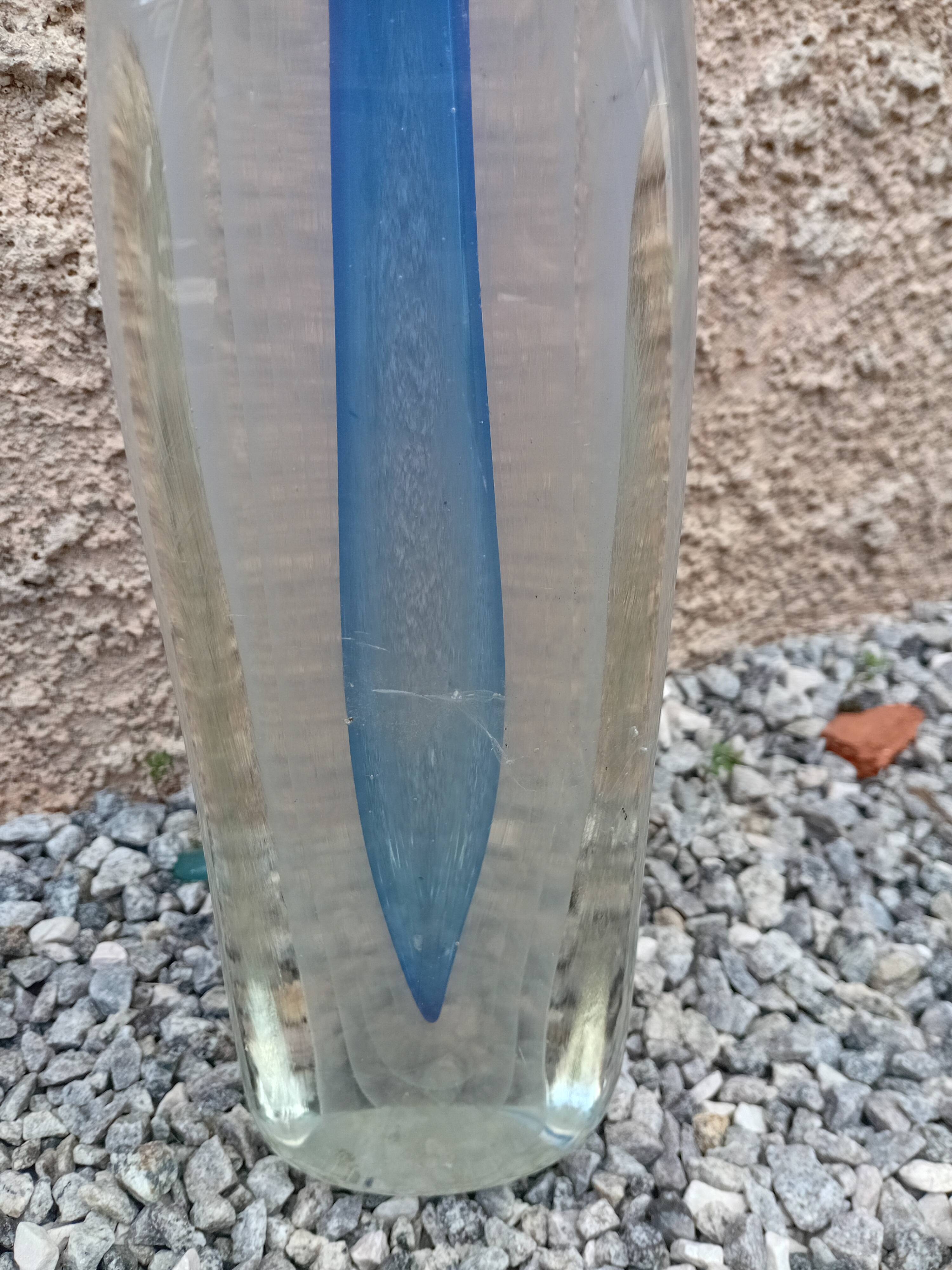 Vase glassware Allex Drôme dated and signed Allex 1985