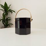 Art Deco ice bucket in black opaline and gilded brass