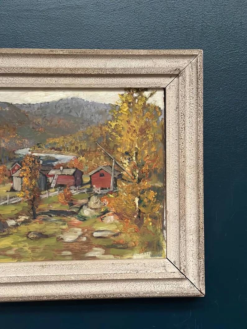Original Swedish Oil on Panel - "Landscape" by Hundt - Signed - Vintage and Framed - 54 × 45 cm (21.3" × 17.7")