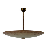 Suspension Art Déco en verre doré rose, années 1940, Allemagne