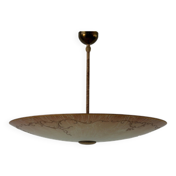 Art Deco ceiling light in pink gilded glass, 1940s, Germany