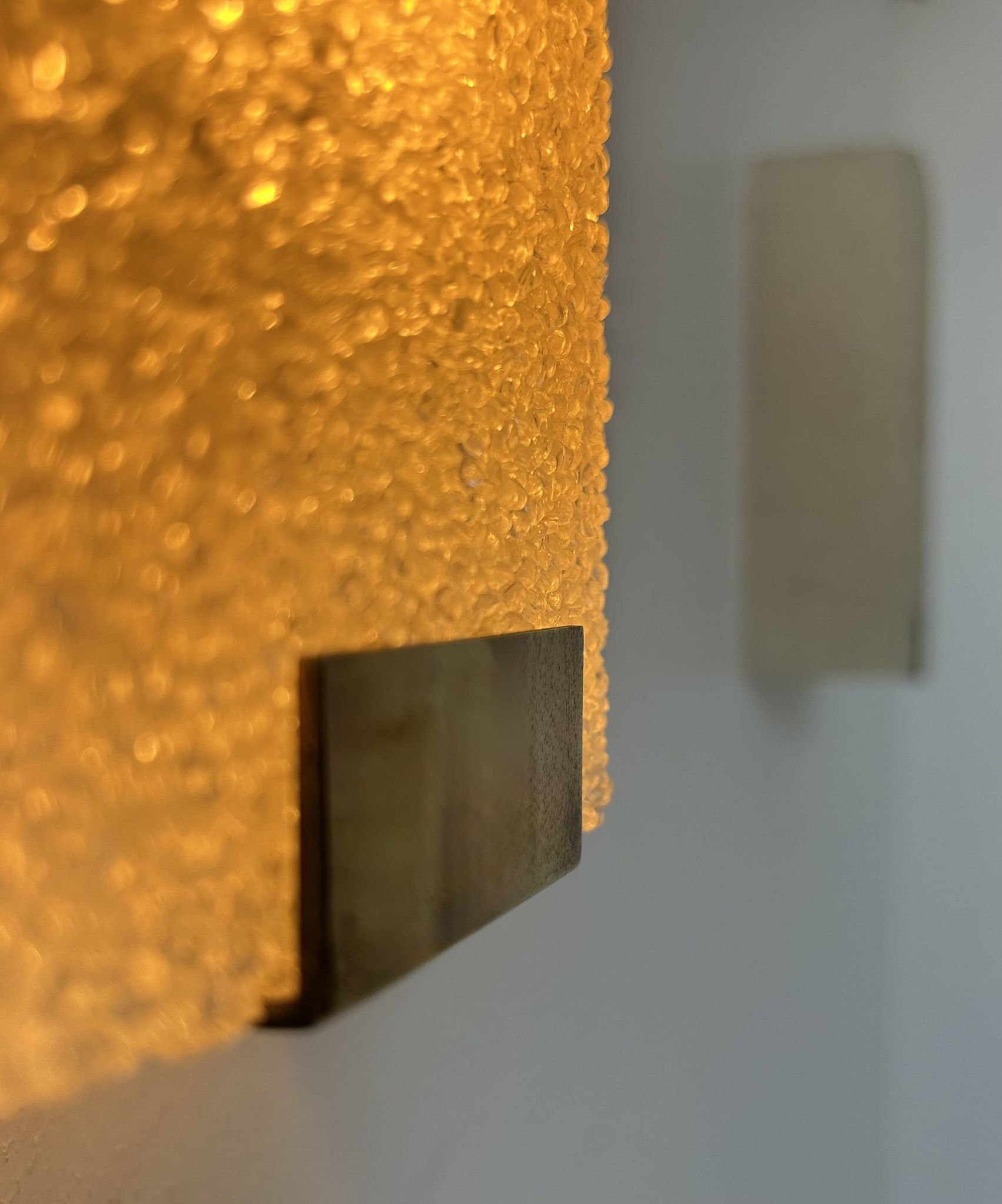 Pair of vintage wall lights, granite perspex and brass, France 1960