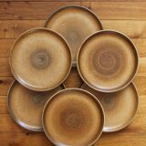 6 flat plates in vintage Longchamp stoneware