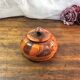 Handmade wooden box brown copper polychrome vintage