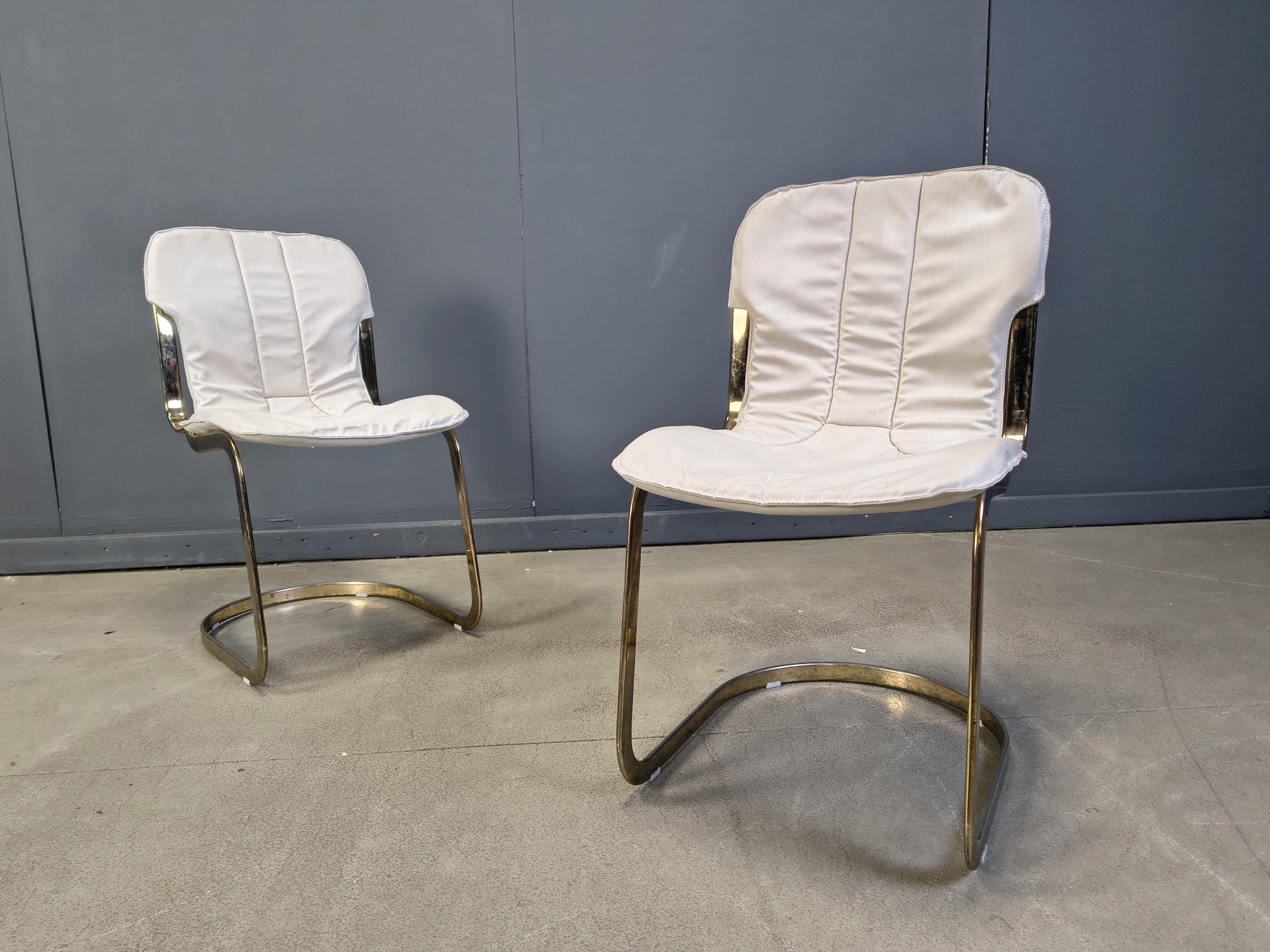 Vintage dining chairs by Willy Rizzo for Cidue set of 5, 1970s