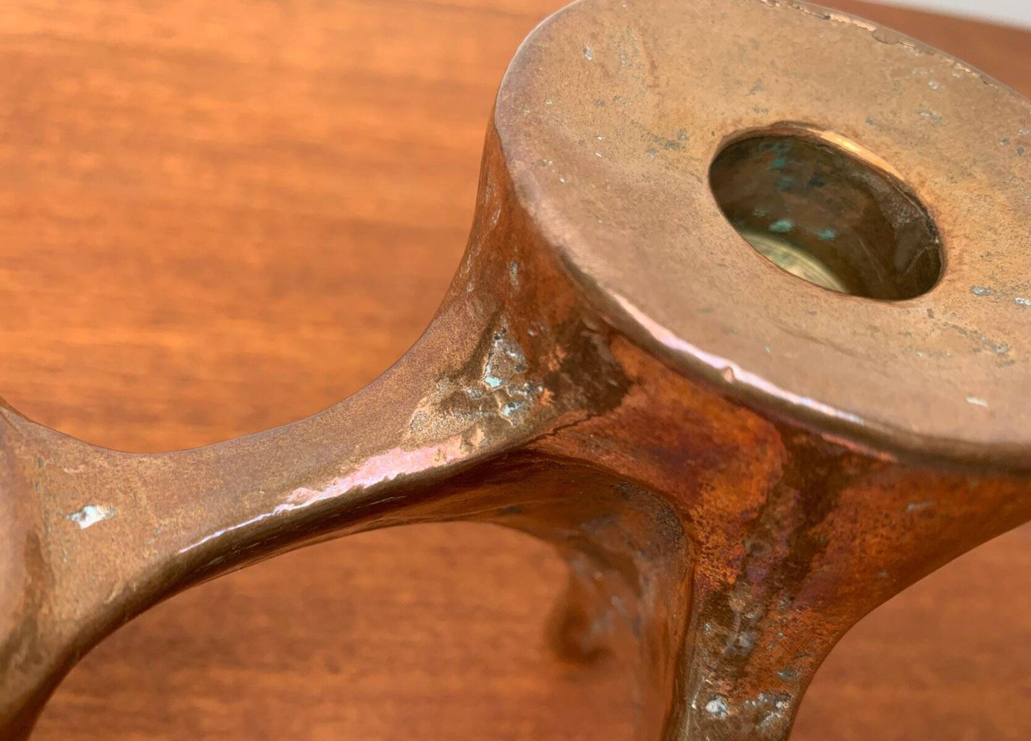 Vintage German brutalist metal candlestick by Harjes