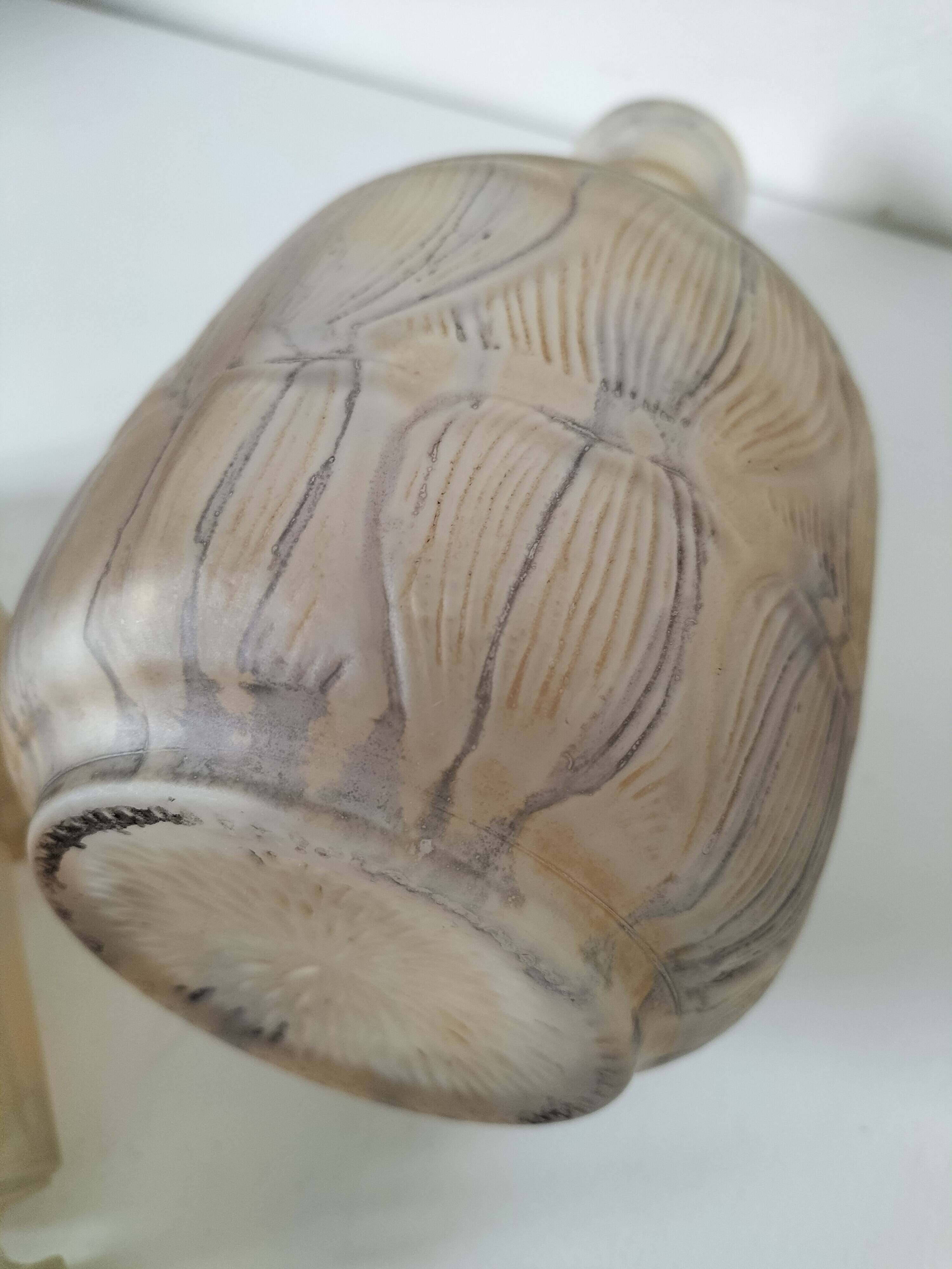 Frosted glass carafe and 6 stemmed glasses set