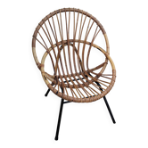 Vintage rattan armchair from the 50s and 60s.