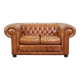 Chesterfield 2-seater sofa in light brown/cream English cowhide leather