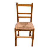 Scandinavian chair in solid oak with straw, 90cm