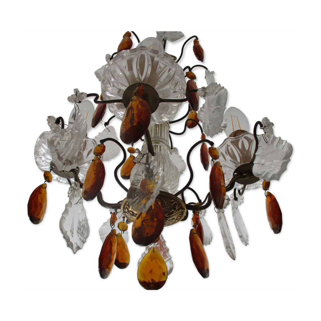 Lustre Cristal Ancien #2, Modèle Vintage, Fonctionnement OK, Occasion