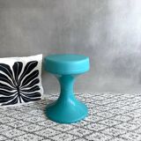 70s stool turquoise, tulip stool plastic, side table, mid-century interior
