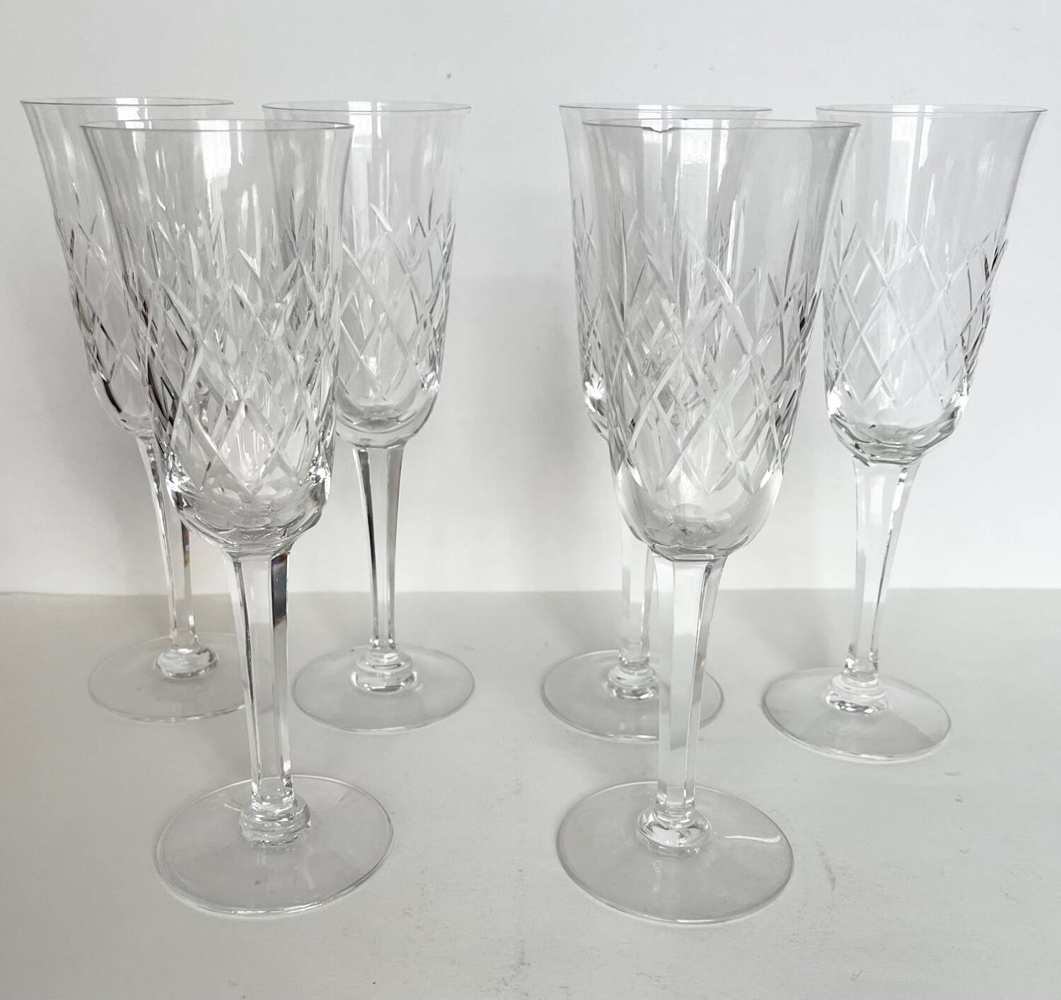 6 crystal champagne flutes