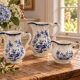 Trio of jugs and cup Sarreguemines Lancaster decoration
