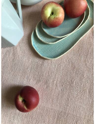 Antique Harvest Tablecloth in Pure Hemp Dyed Tea Rose