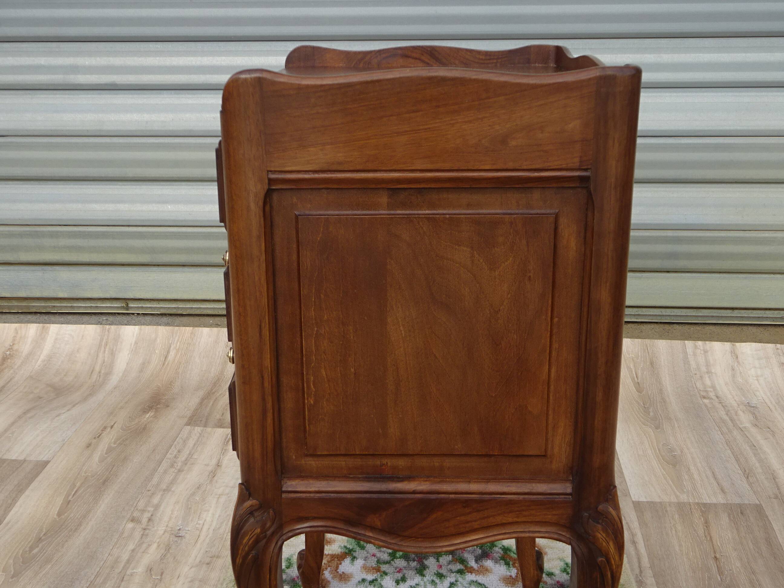Walnut bedside table in Louis XV style