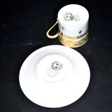 Limoges litre cup porcelain yellow and gold signed Porcelaine d’Art PP