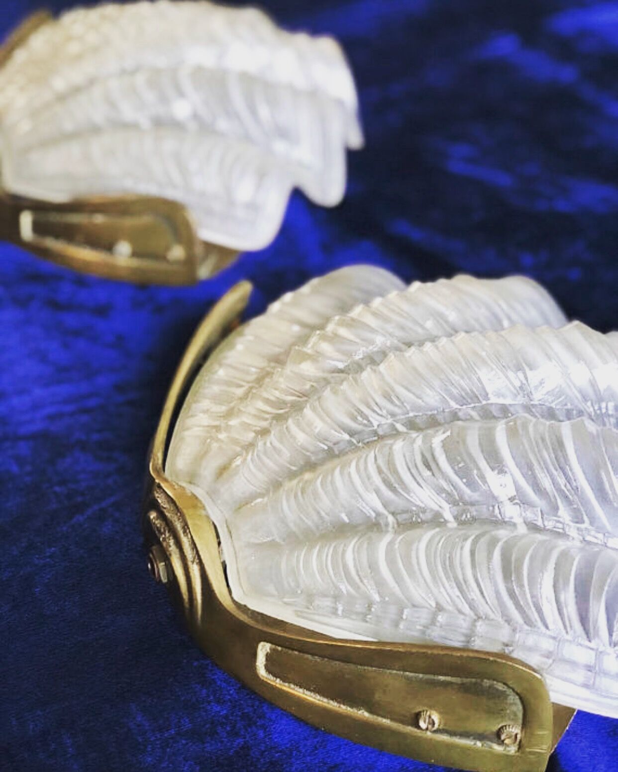 Pair of vintage art deco style shell wall lights