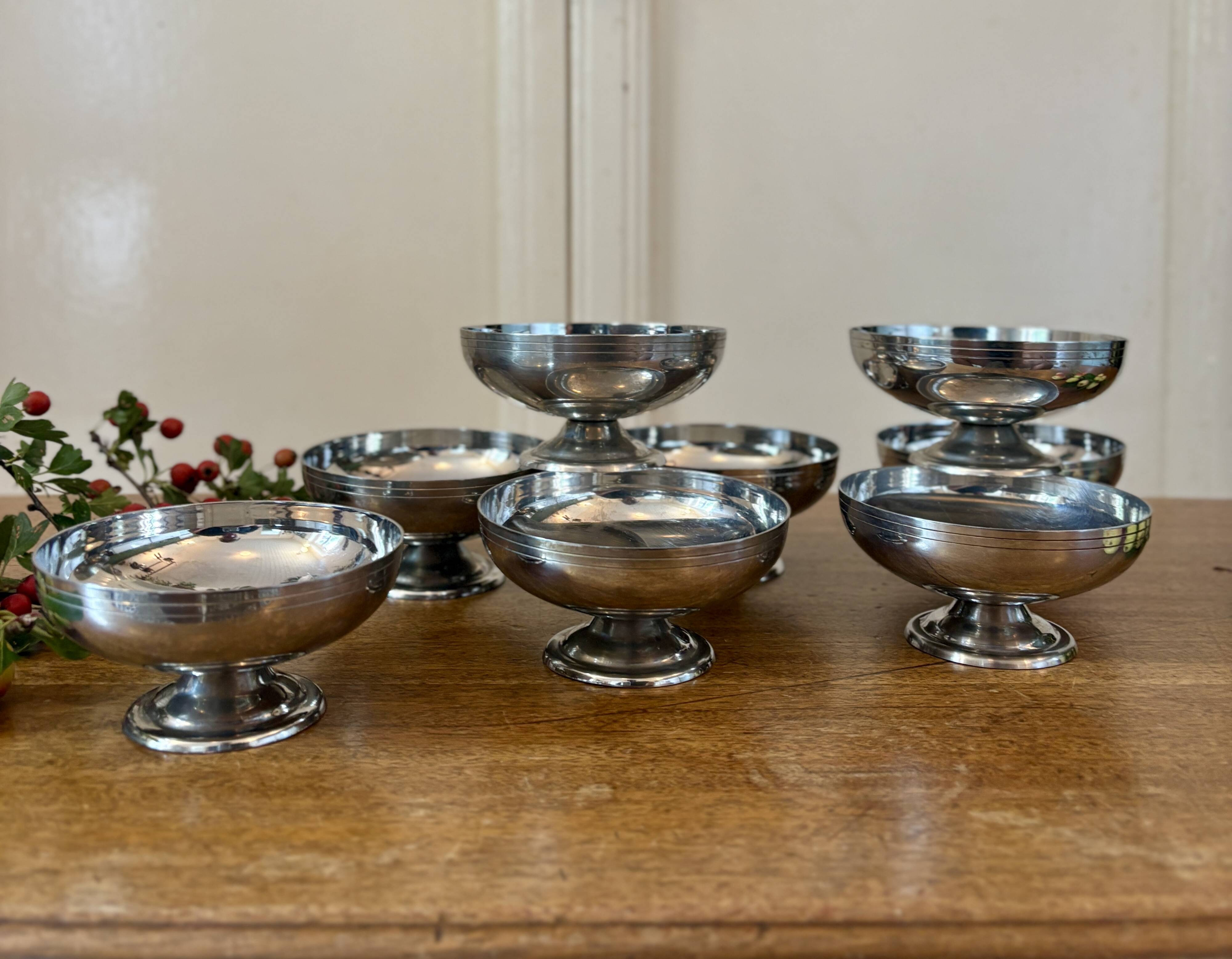Set of 8 vintage stainless steel cups