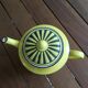 Teapot in yellow and black porcelain stamped Sarreguemines