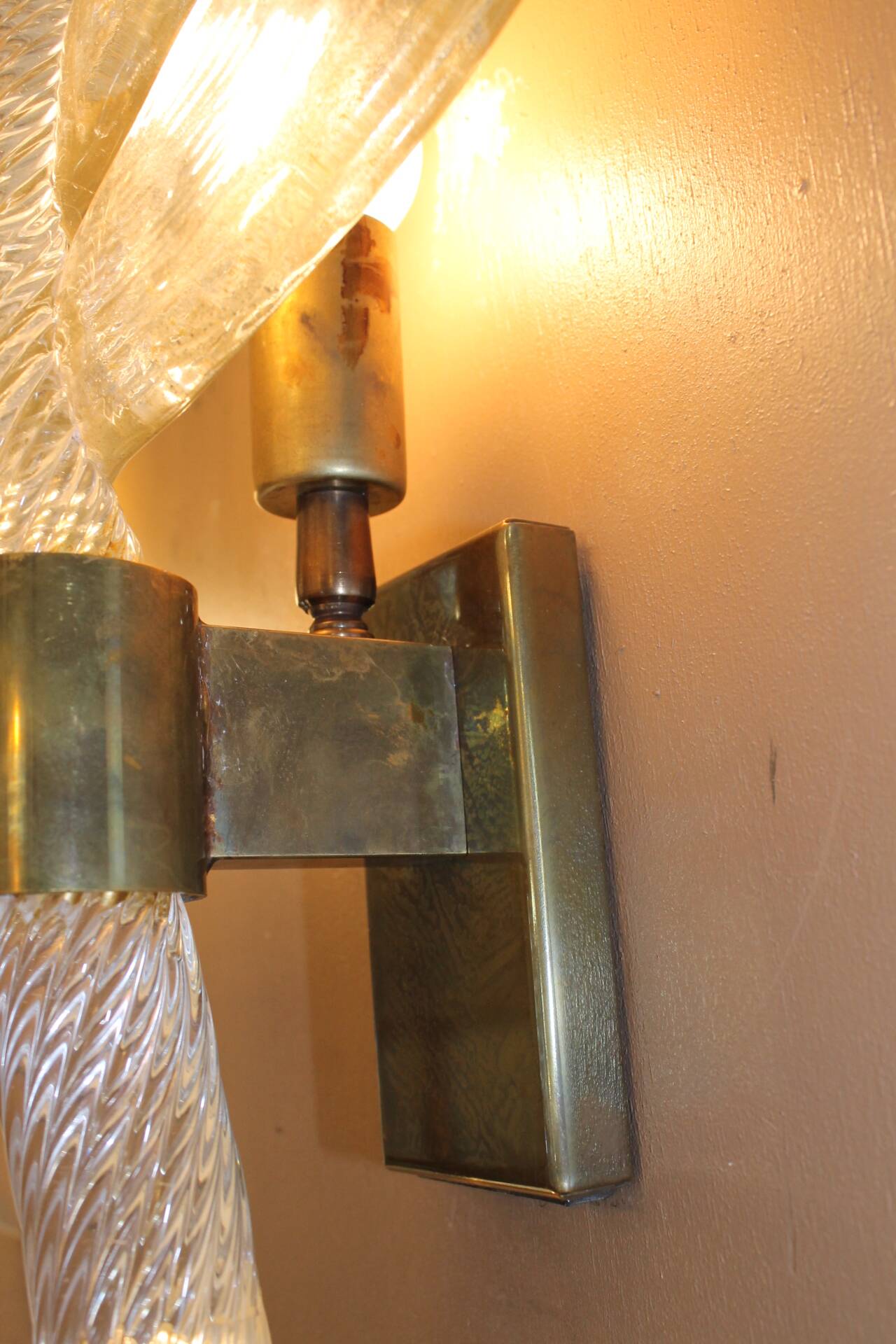 Pair of Murano glass wall lights, Toso