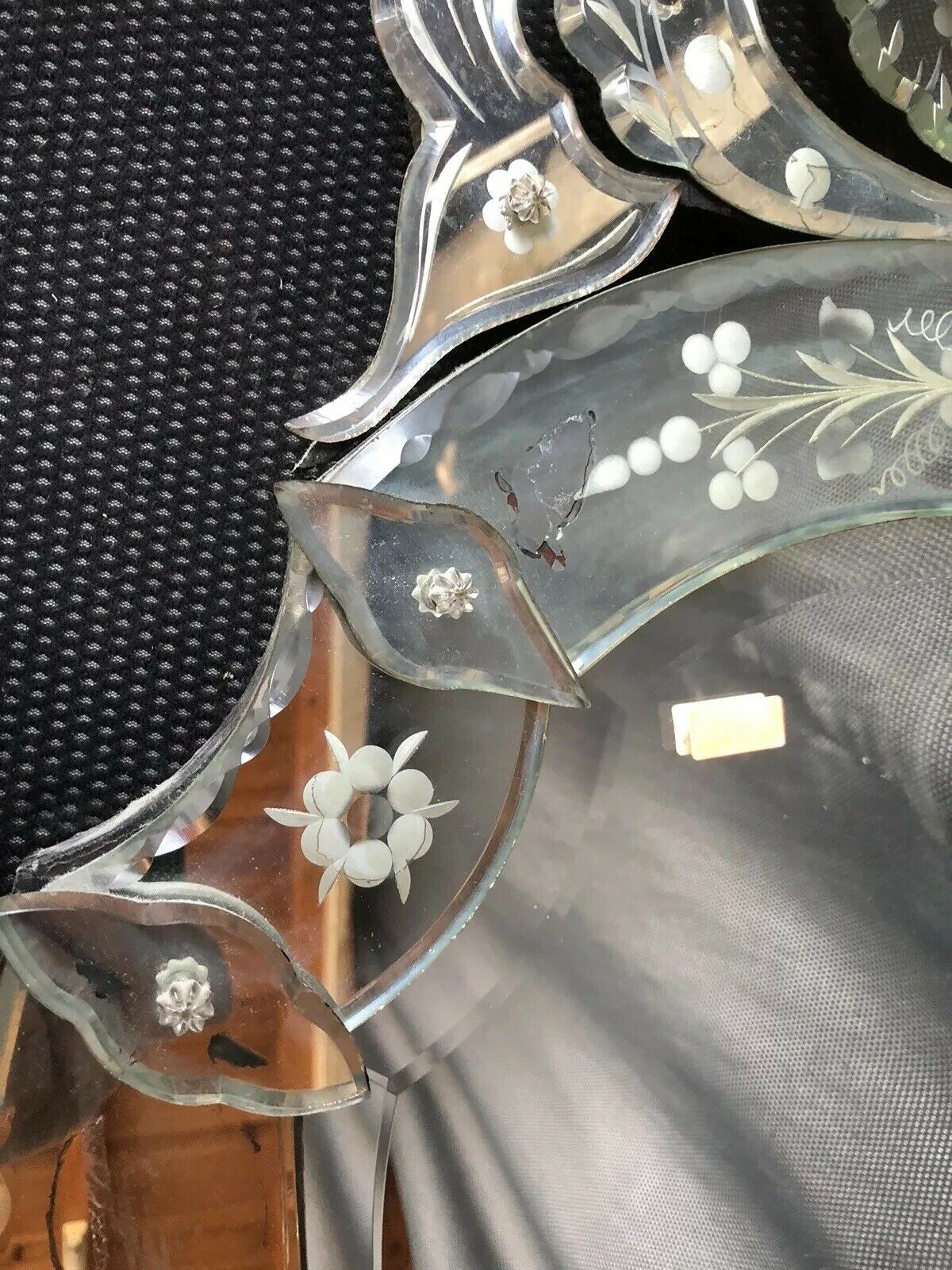 Venetian mirror period 1950 art deco 73.5 x 46 cm