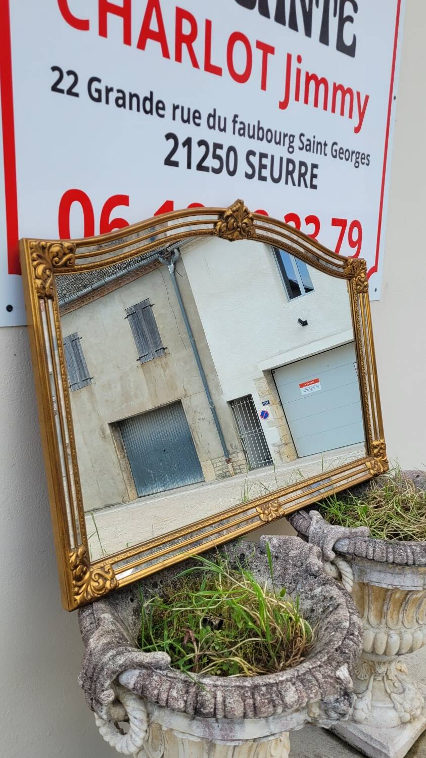 Antique 1960s gold-plated glass mirror