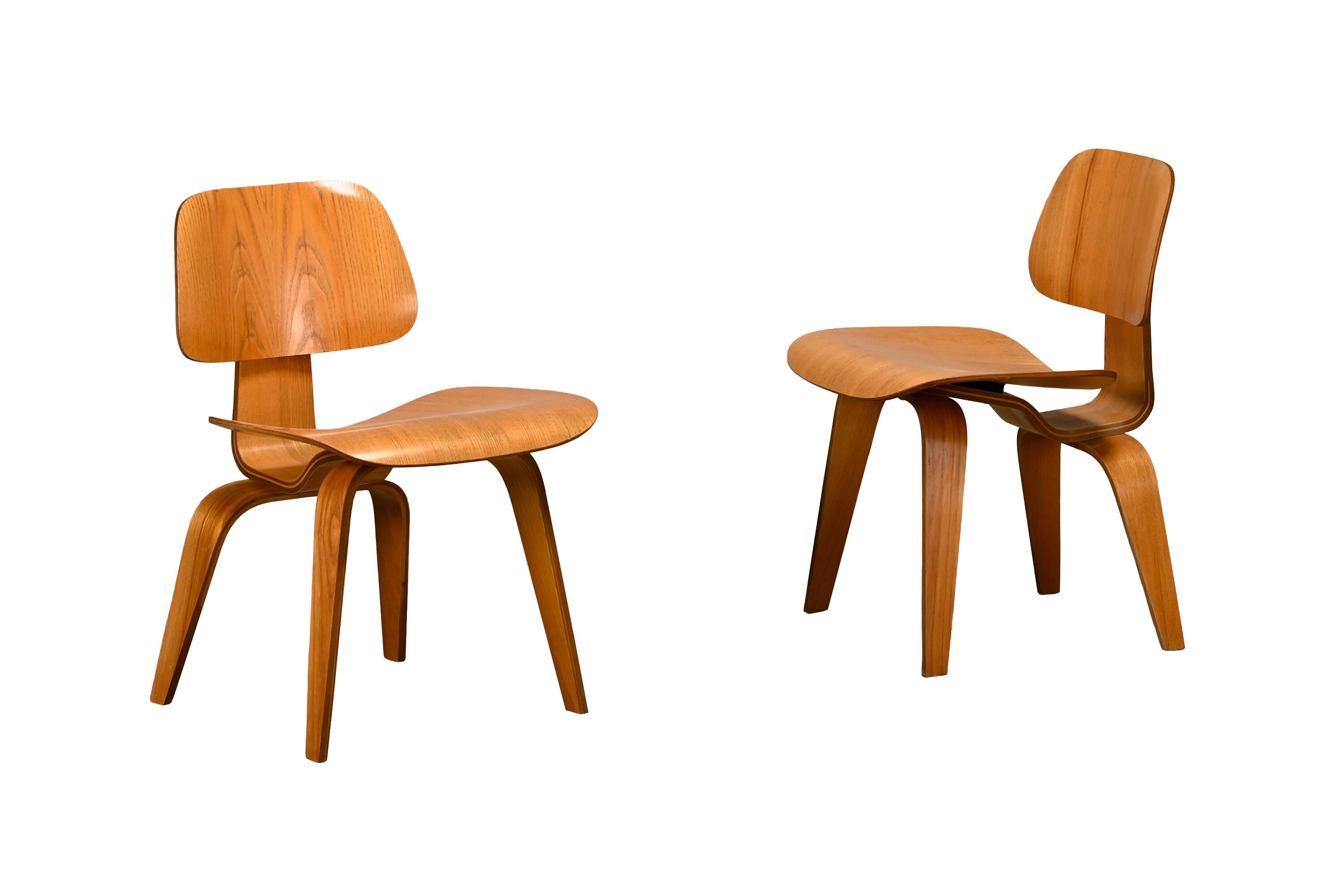 Charles and Ray Eames Early DCW Ash Plywood Dining Chairs for Herman Miller