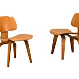 Charles and Ray Eames Early DCW Ash Plywood Dining Chairs for Herman Miller