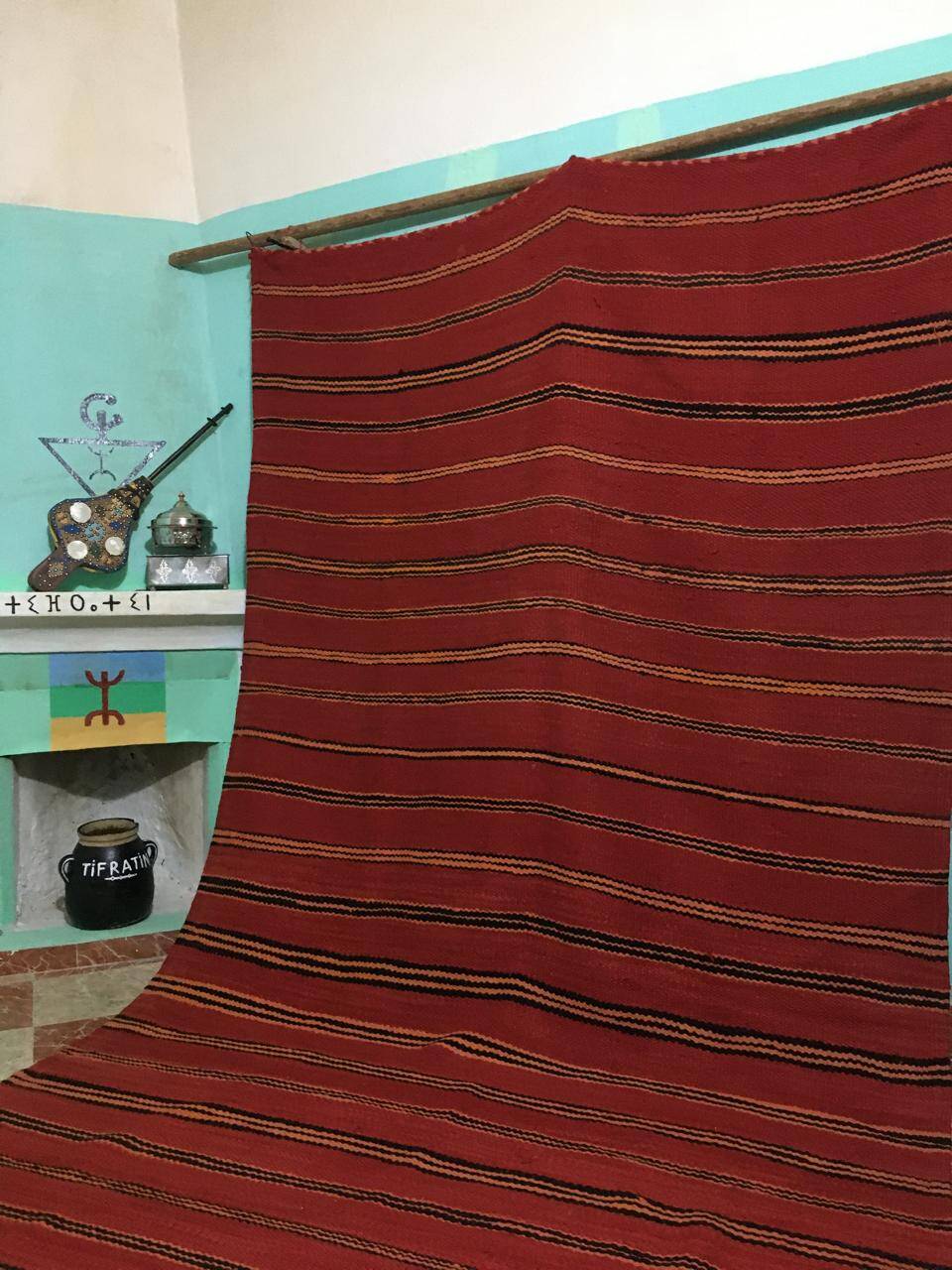 Vintage Berber red rug 370cm×187cm