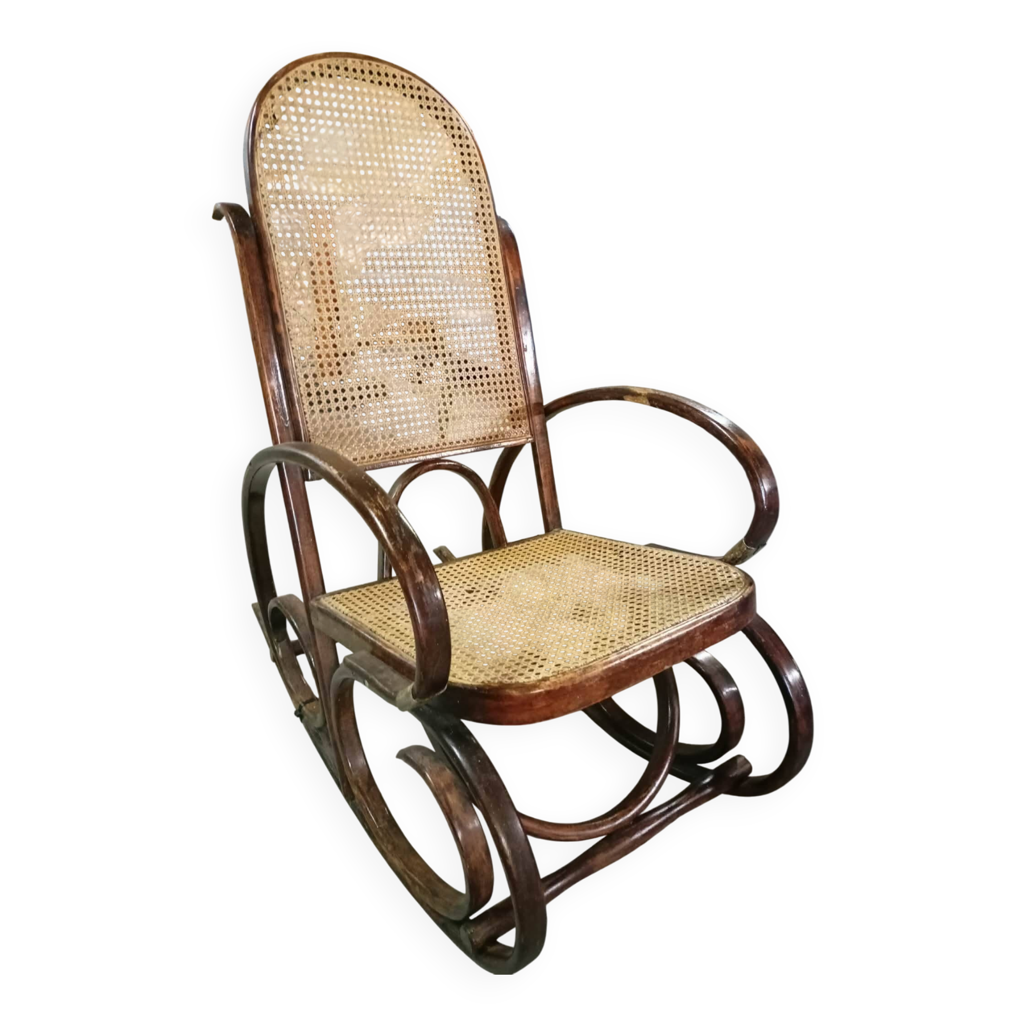 Rocking-chair vintage en bois courbé – Style Thonet