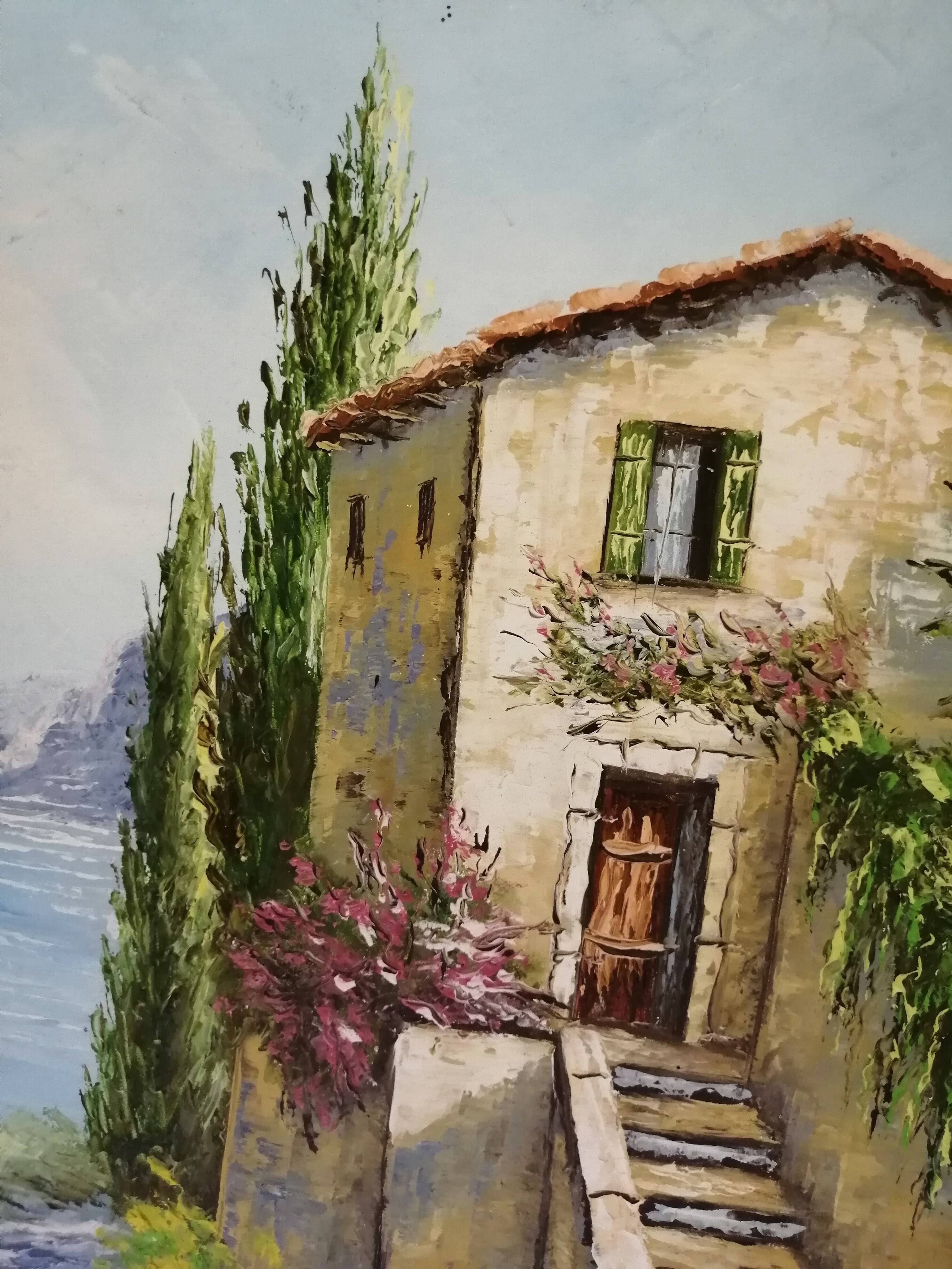 Huile sur toile mas provençal signé Danucho peintre varois