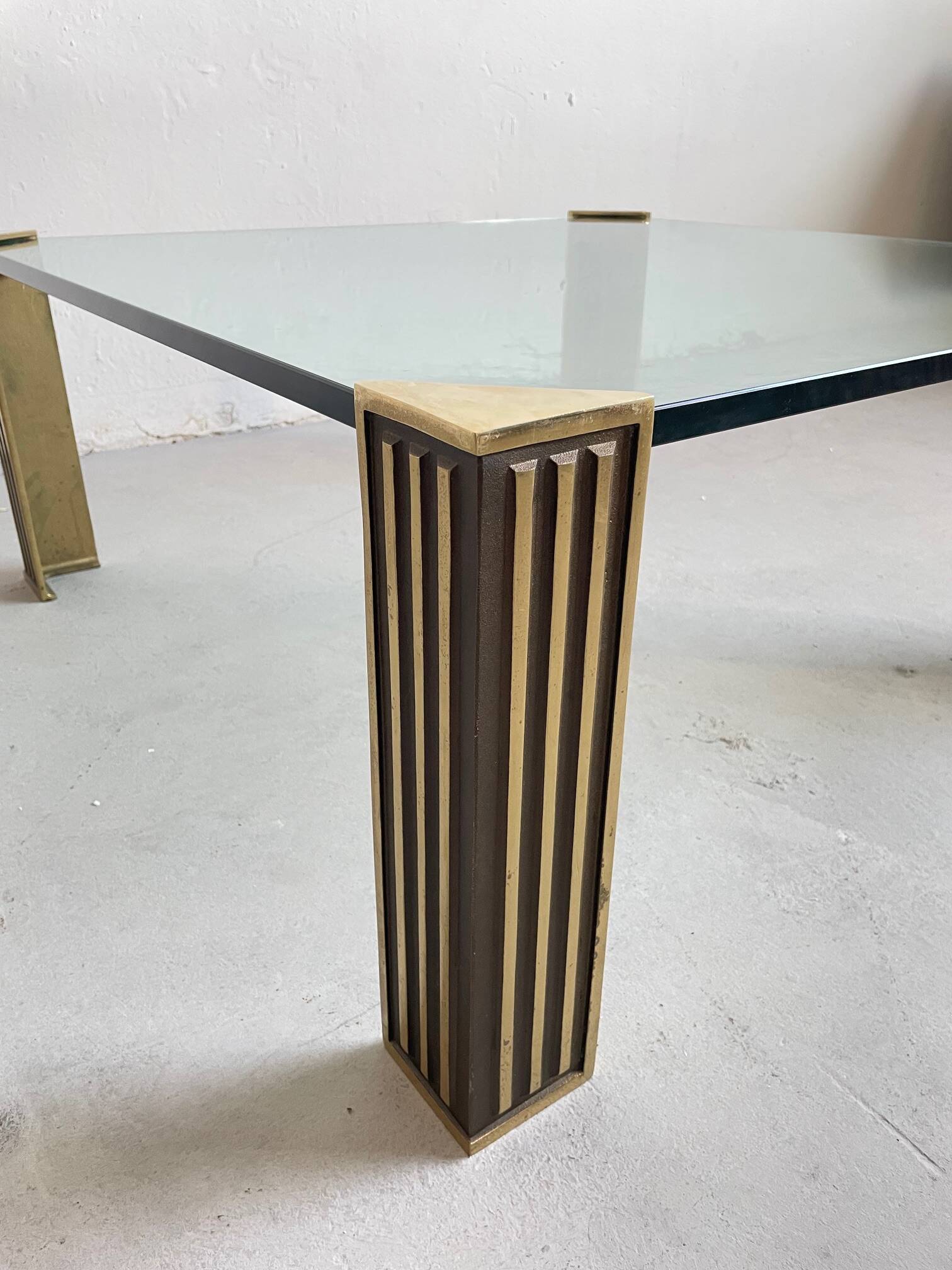 Vintage 1970s Peter Ghyzcy Brass Coffee Table