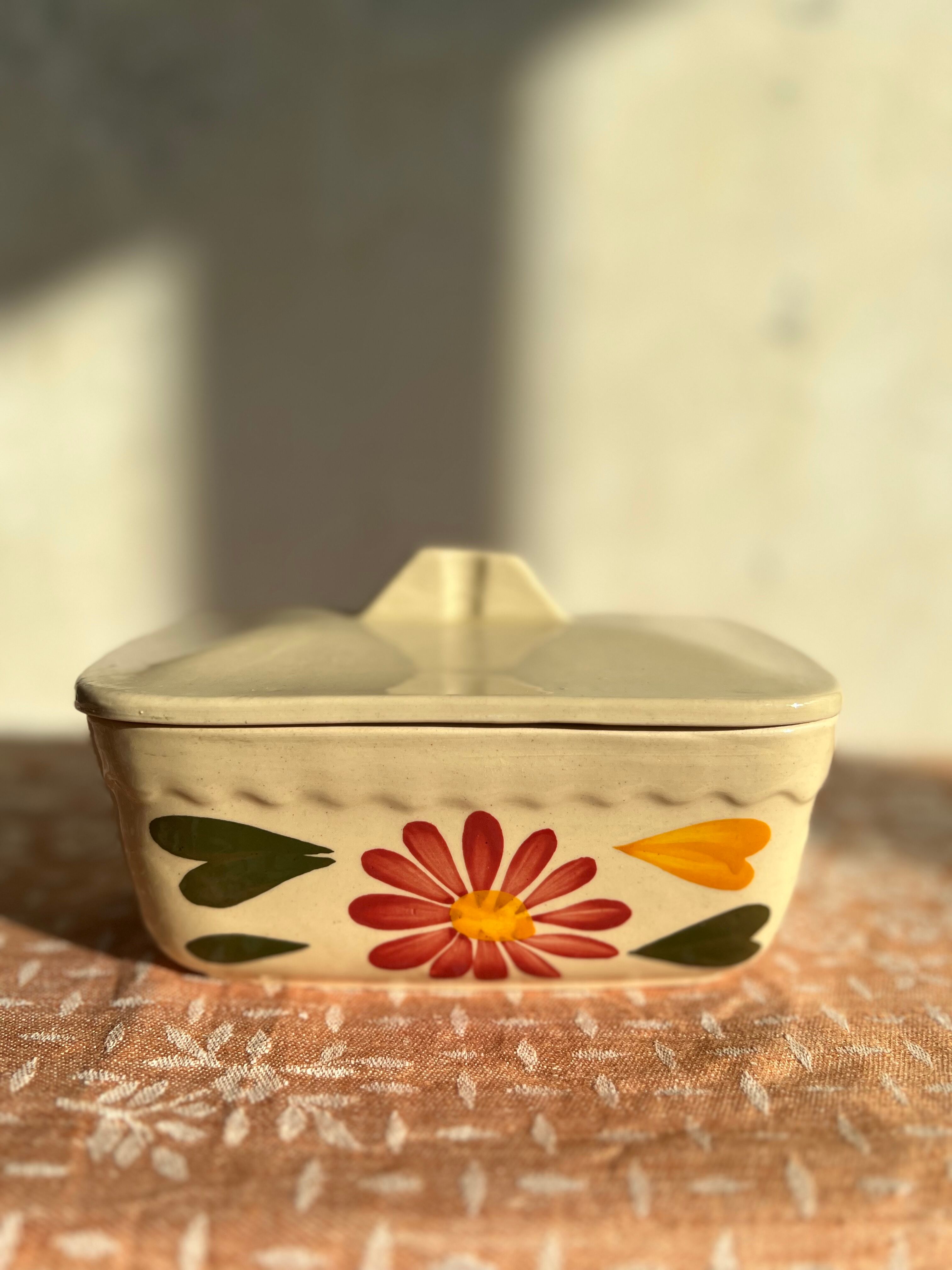 Beurrier En Céramique Fleuri Rouge MAGICLULU – Idéal Pour Beurre, Fromage, Apéro Et Décoration De Table