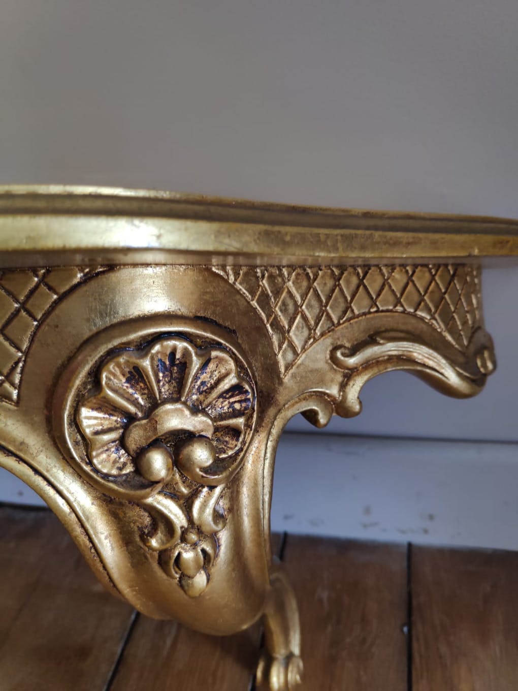 Louis XV style gilded wall shelf console