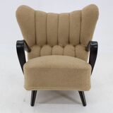 1940s Restored  Wing Armchair in Boucle Fabric ,Czechoslovakia