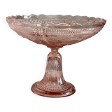 Bayel pink molded glass compote bowl art deco cut