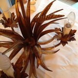 Wheat ear chandelier, 3 fires, gold metal